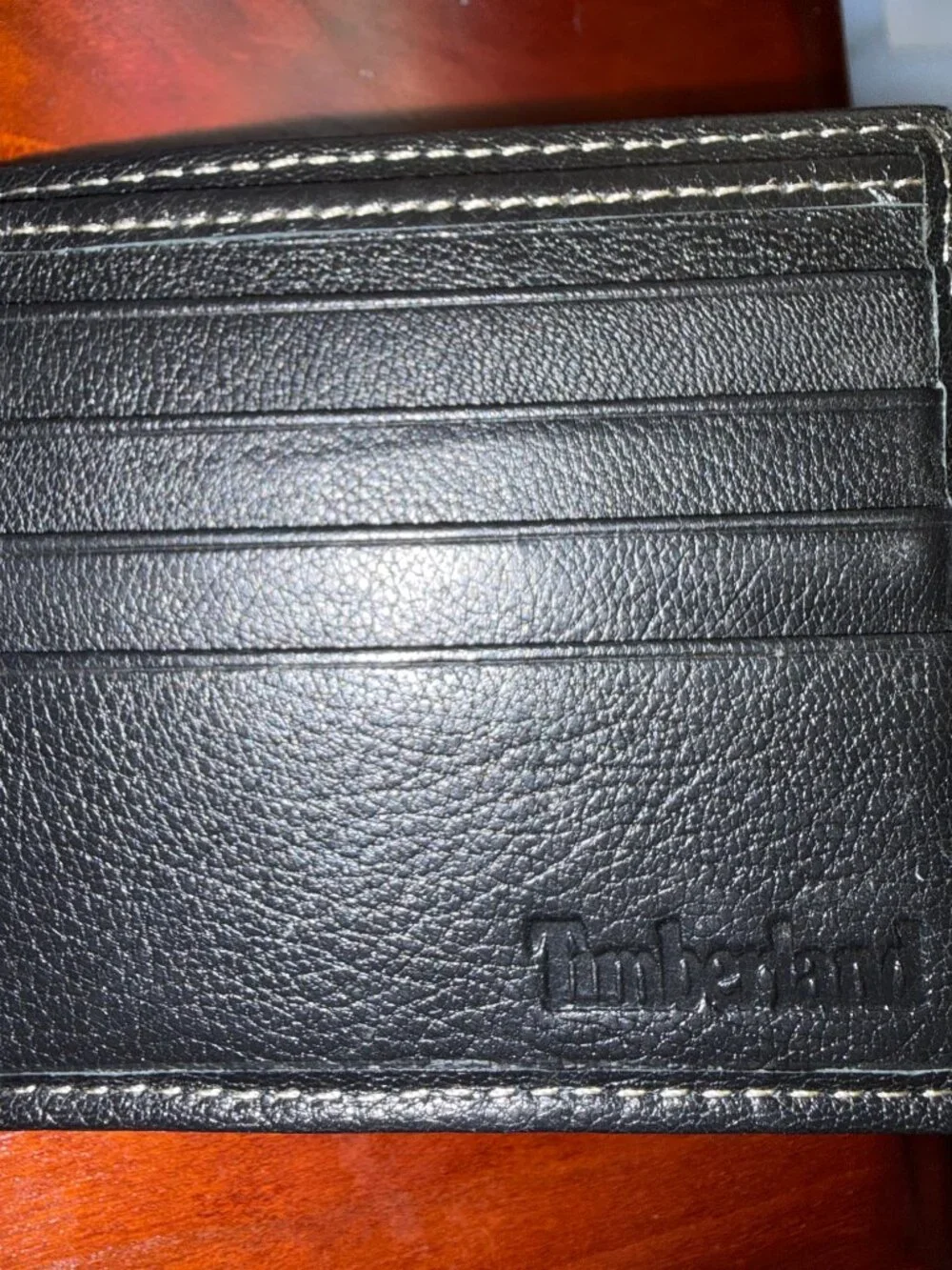 Timberland Men Black Genuine Leather Passcase Bifold Wallet